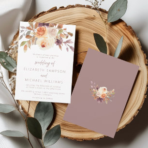 Fall Floral Terracotta Plum Hochzeit Einladung