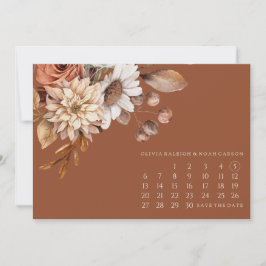Fall Floral Terracotta Save the Date Hochzeitskart