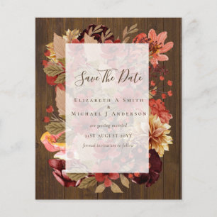Fall Floral Wedding - Burgund Orange BUDGET Flyer