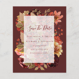 Fall Floral Wedding - Burgund Orange BUDGET Flyer