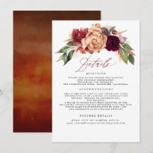 Fall Floral Wedding Information Enclosure Card