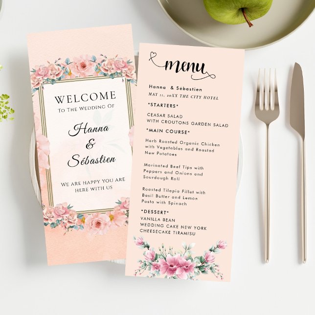 Fall Floral  Wedding Menu Menükarte (Von Creator hochgeladen)