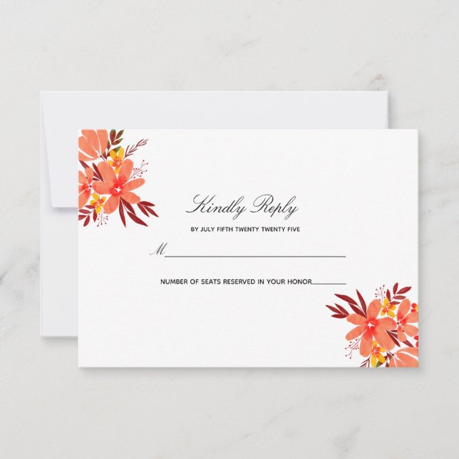 Fall Floral Wedding Orange Gold Tan Wedding RSVP (Vorderseite)
