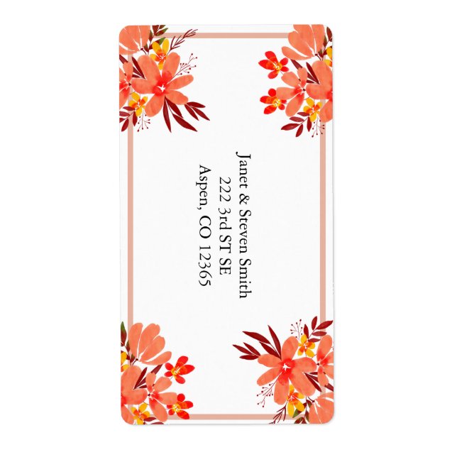 Fall Floral Wedding Personalisiert Orange Gold (Vorne)