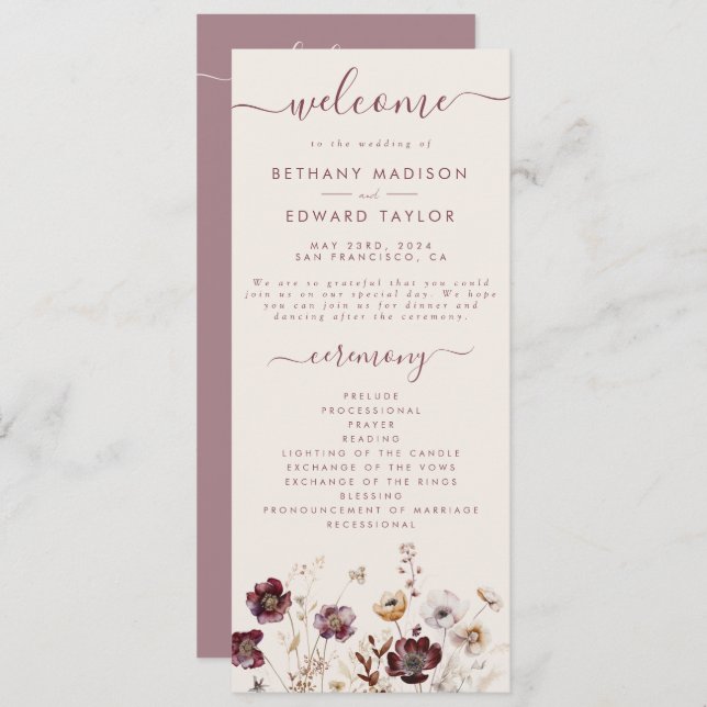 Fall Floral Wedding Programm (Vorne/Hinten)