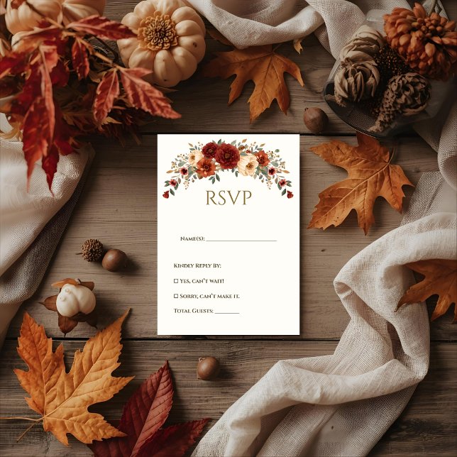 Fall Floral Wedding RSVP Card Karte (Von Creator hochgeladen)