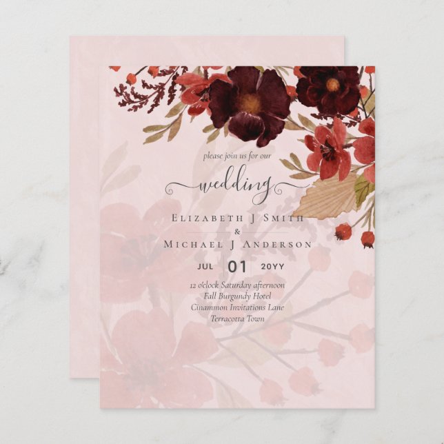 Fall Floral Wedding Terracotta Burgundy Red (Vorne/Hinten)