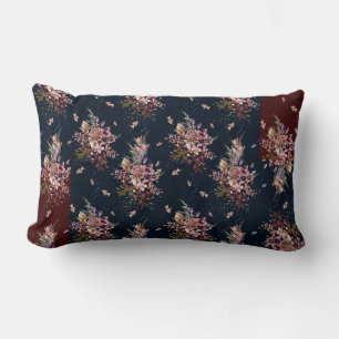 Fall Floral White/Burgund/Navy Lumbar Pillow Lendenkissen