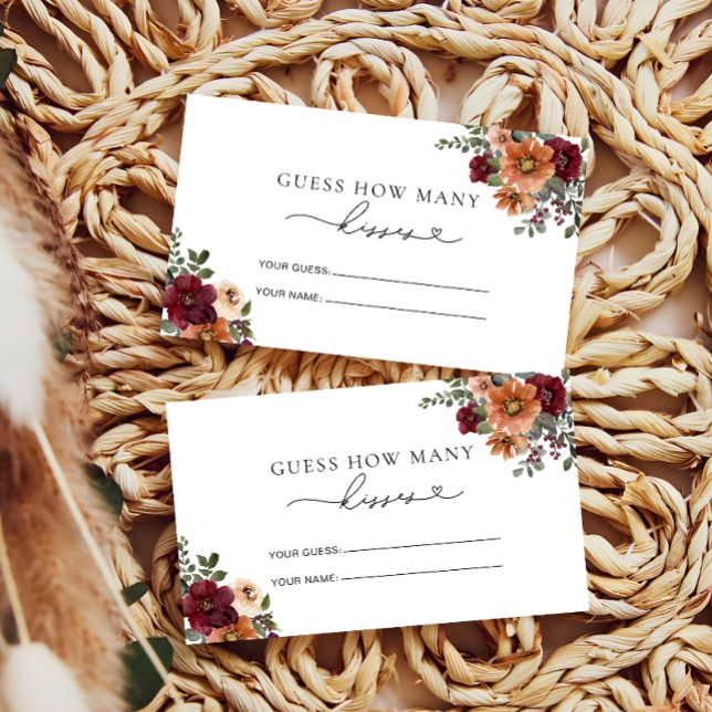 Fall Floral Wie viele Kisses Bridal Game Begleitkarte (Von Creator hochgeladen)