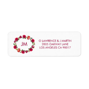 Fall Floral Wreath Monogramm-Adresse