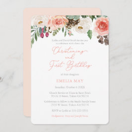 Fall Florals Girl Christening 1. Geburtstag Party Einladung