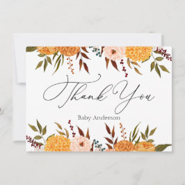 Fall Florals Mums Danke Note Card Mitteilungskarte