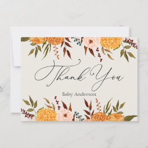 Fall Florals Mums Danke Note Card Mitteilungskarte