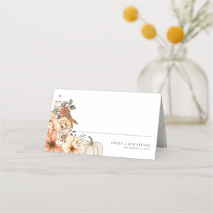 Fall Florals Pumpkin-Namen Datum Hochzeit Platzkarte