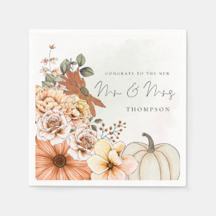 Fall Florals Watercolor Glückwunsch Mr. Wedding Serviette