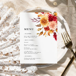 Fall-Flowes-Hochzeitmenü Menükarte
