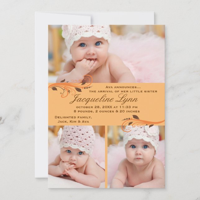 Fall Flurry Foto Geburtsankündigung Ankündigung (Vorderseite)