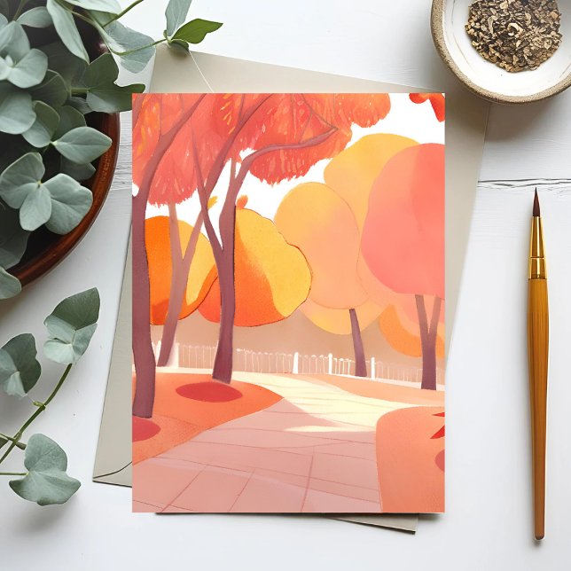 Fall Foliage | Abstrakte Wasserfarbe Postkarte (Von Creator hochgeladen)
