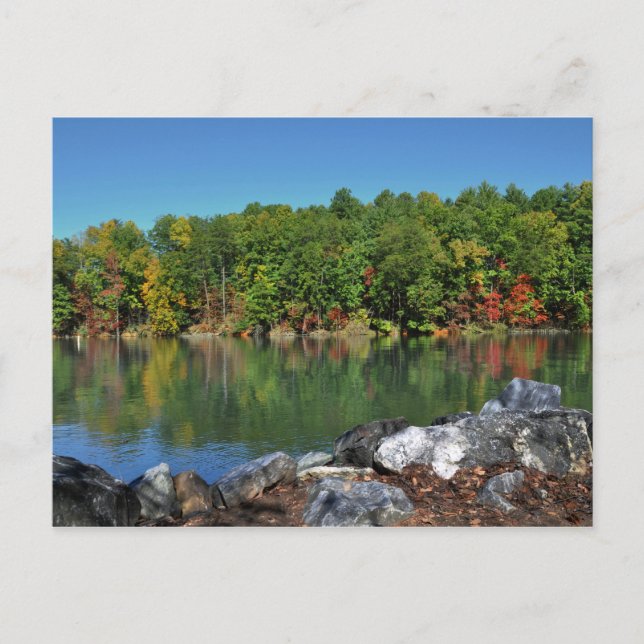 Fall Foliage am James-See, North Carolina Postkarte (Vorderseite)
