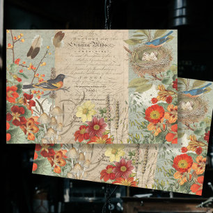 Fall Foliage Bird Nest Orange Floral Entdeckungsre Seidenpapier