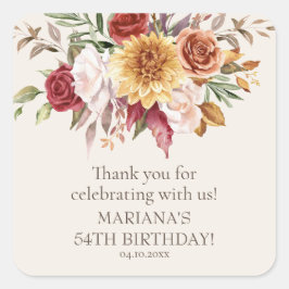 Fall Foliage Blume Elfenbein Geburtstagsparty Guns Quadratischer Aufkleber