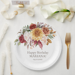 Fall Foliage Blume Weiße Geburtstagsparty Pappteller