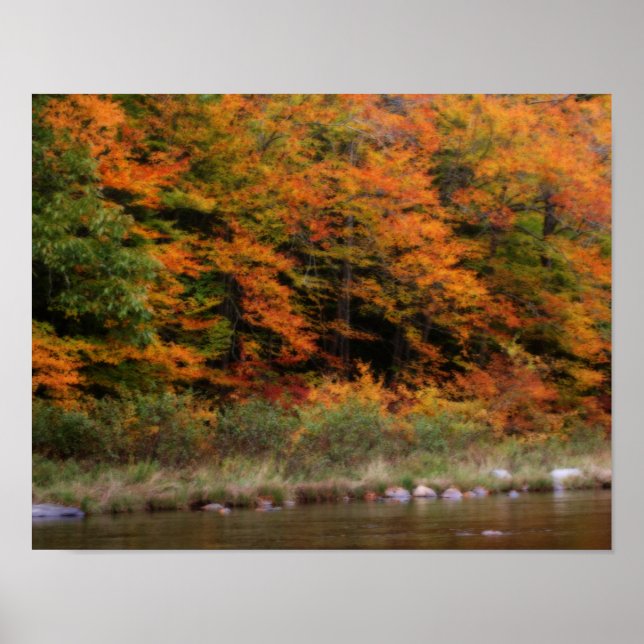 Fall Foliage Bordering River Orton Art Poster (Vorne)