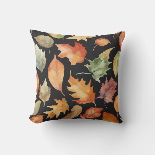 Fall Foliage - Elegante Herbstleaves Wasserfarbe Kissen (Vorderseite)