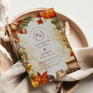 Fall Foliage Harvest Pumpkin Wedding Einladung