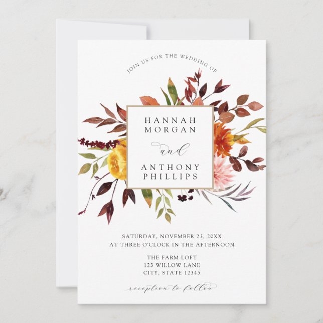 Fall-Foliage-Hochzeit Einladung (Vorderseite)