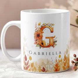 Fall Foliage Monogram Letter G Kaffeetasse