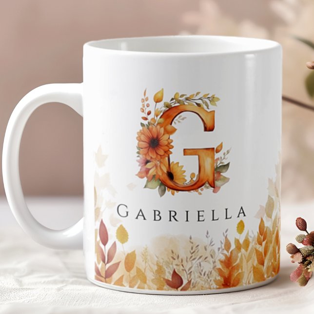Fall Foliage Monogram Letter G Kaffeetasse (Von Creator hochgeladen)