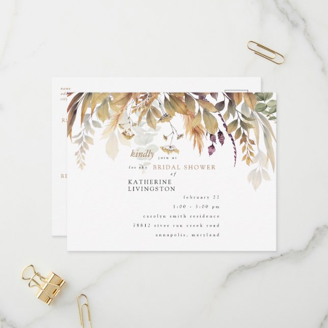 Fall Foliage Rustikale Brautdusche Einladung (Vorderseite/Rückseite Beispiel)