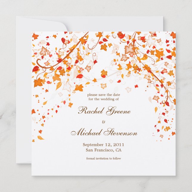 Fall Foliage Save the Date Hochzeitskarte (Vorderseite)