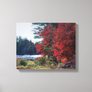 Fall Foliage Teich Malerei Natur Kunst Leinwanddruck