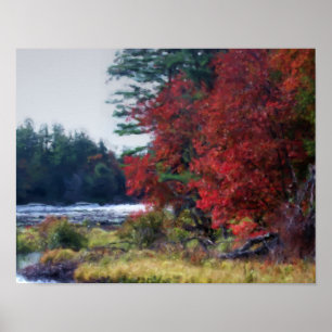 Fall Foliage Teich Malerei Natur Kunst Poster