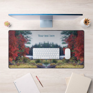 Fall Foliage Teich Malerei Natur Personalisiert Schreibtischunterlage
