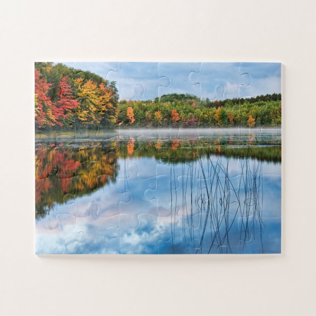 Fall Foliage Thornton Lake U P Michigan Foto Puzzle (Horizontal)