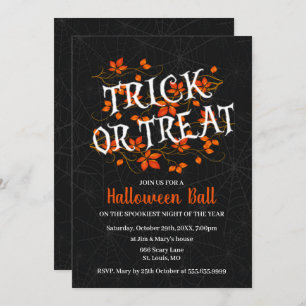 Fall Foliage Trick oder Treat Halloween-Party Einladung