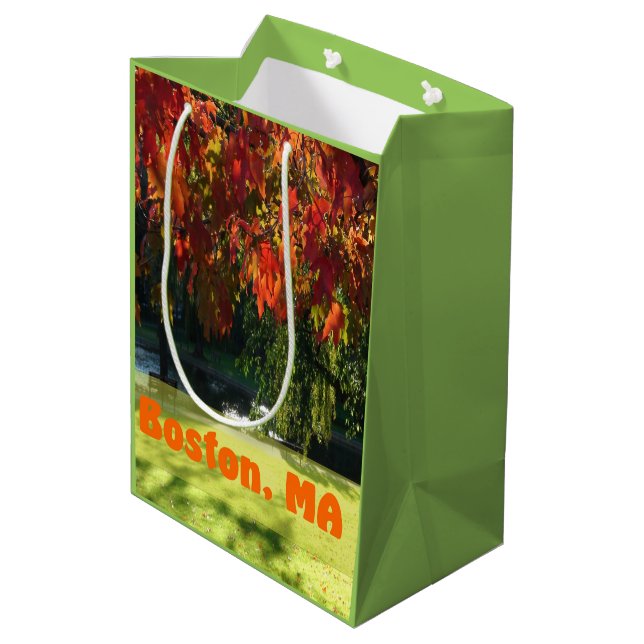 Fall Foliage von Boston Mittlere Geschenktüte (Rückseite Schrägansicht)