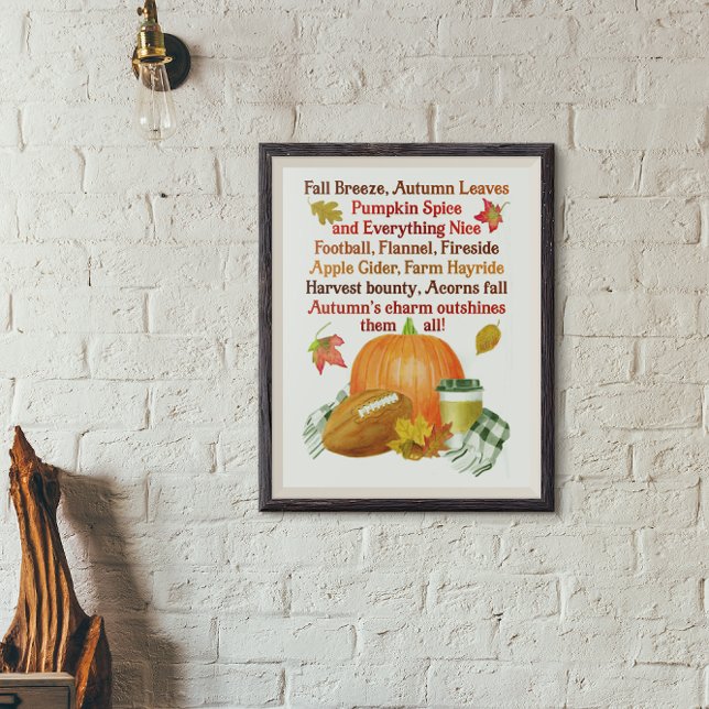 Fall Football Pumpkin Latte Watercolor Poster (Von Creator hochgeladen)