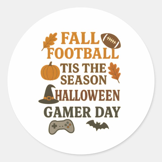 Fall Football Tis The Season Halloween Gamer Day Runder Aufkleber (Vorderseite)