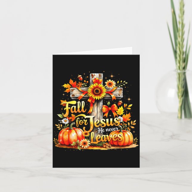 Fall For Jesus Christian Pumpkin Autumn Cross  Karte (Vorderseite)
