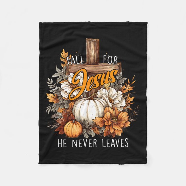 Fall For Jesus He Never Leaves Pumpkin Flower Jesu Fleecedecke (Vorderseite)