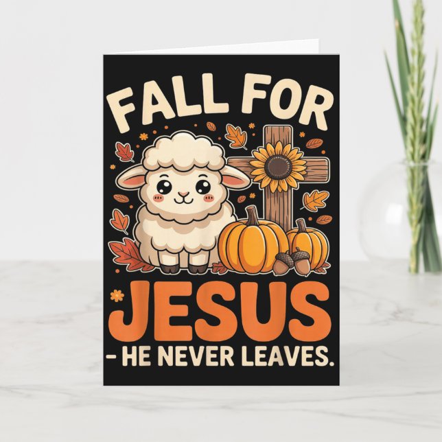 Fall For Jesus He Never Leaves Sheep Christian Aut Karte (Vorderseite)
