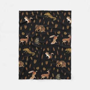 Fall Forest Animals Autumn Leaves Fleecedecke