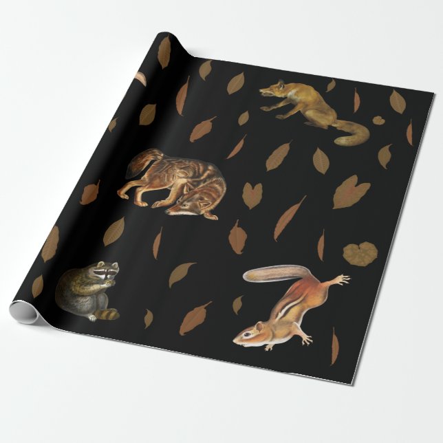 Fall Forest Animals Autumn Leaves Geschenkpapier (Ungerollt)