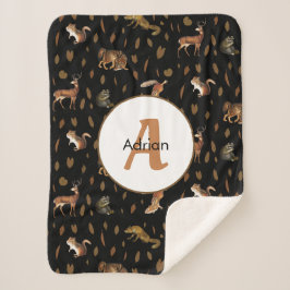 Fall Forest Animals Autumn Leaves Monogram Sherpadecke