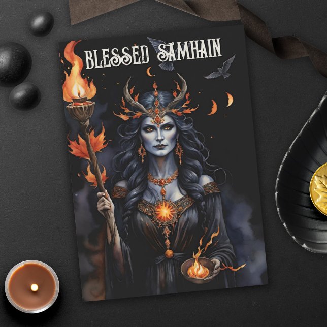 Fall Forest gesegnet Samhain Night Pagan Hexe Karte (Fall Forest Blessed Samhain Night Pagan Witch Halloween Greeting Card)