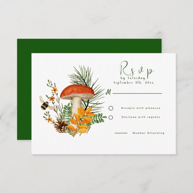 Fall Forest Mushroom RSVP Karte (Vorne/Hinten)